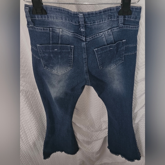 Studded Embellished Bell Bottom Flared Stretch Jeans SZ Med - Picture 4 of 8